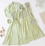 Ensemble 2 Pièces Coton Interlock & Dentelle Vert & 2 Accessoires