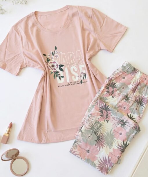 Pyjama Pantalon Rose Fleurie "PARADISE"