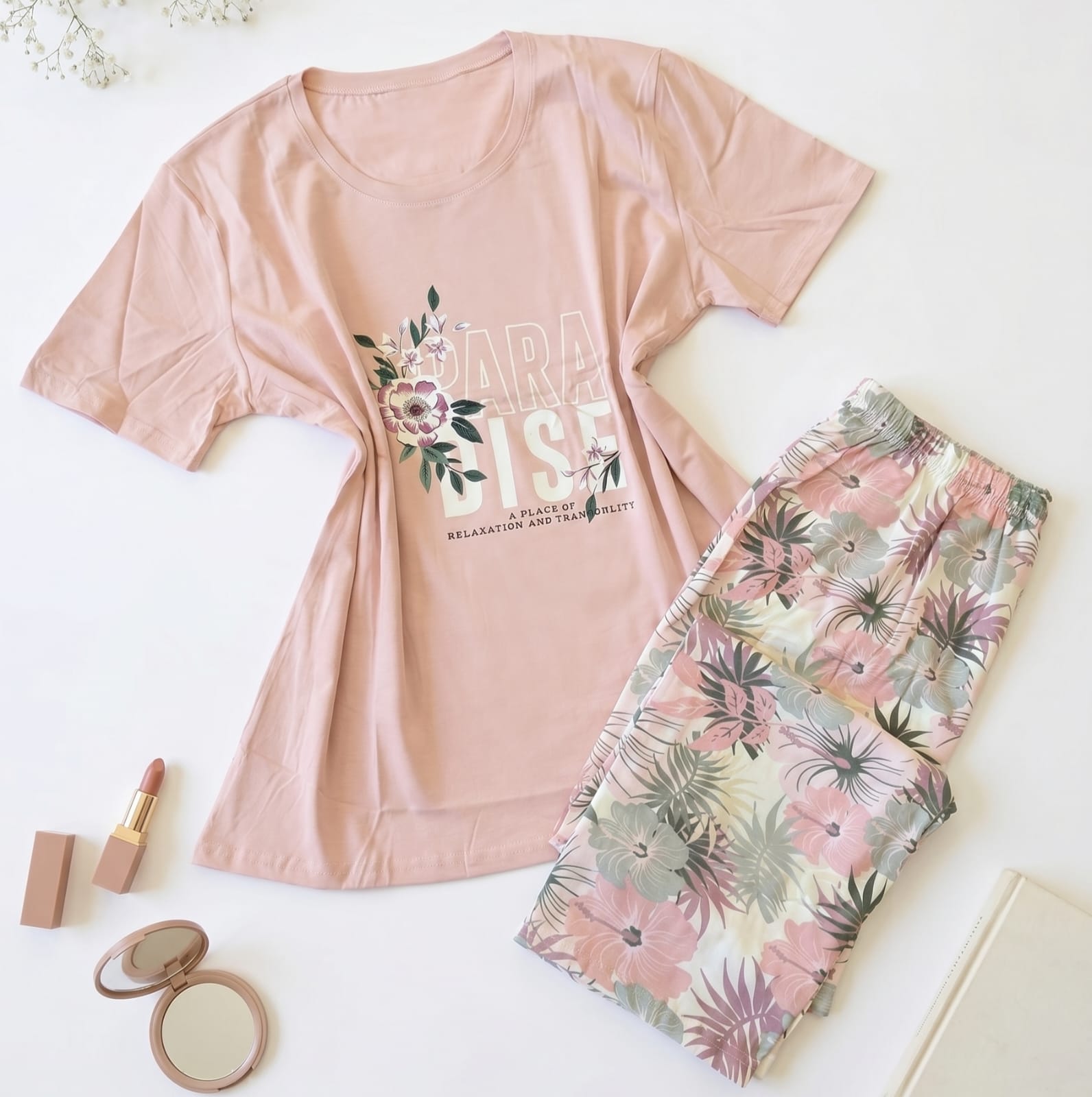 IMG-20260514-WA0010 Pyjama Pantalon Rose Fleurie "PARADISE" – Image 1