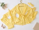Parure 4 Pièces & 2 Accessoires Coton Interlock en Jaune Poussin