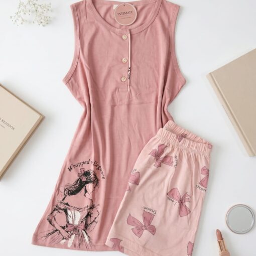 Pyjama Short Coton Rose Nude