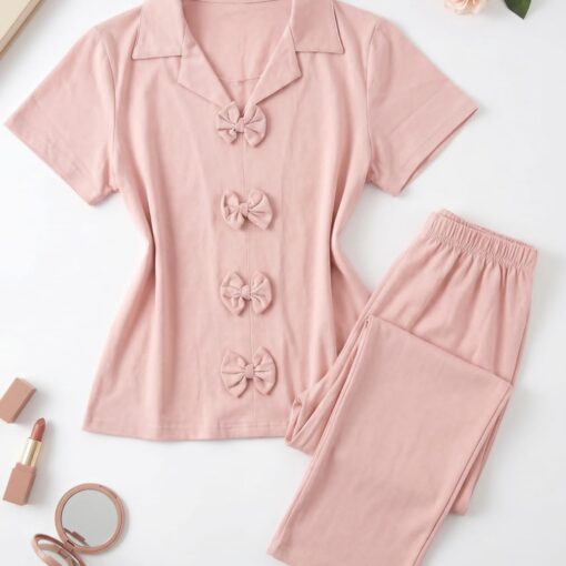 Pyjama Pantalon Coton Rose