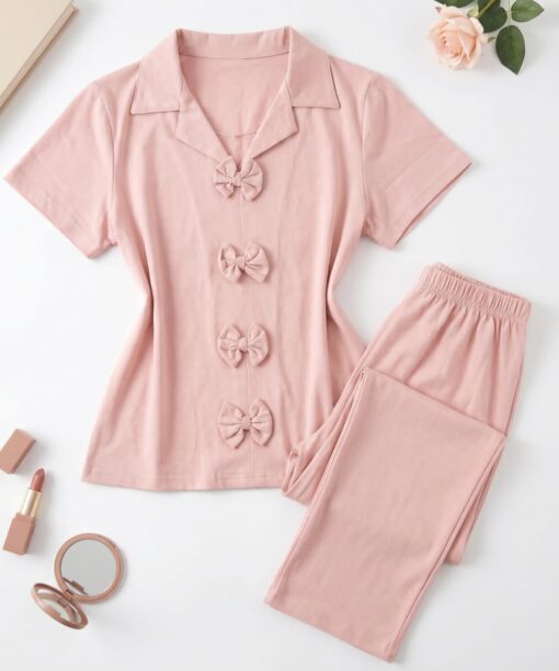 Pyjama Pantalon Coton Rose