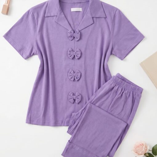 Pyjama Pantalon Coton Violet