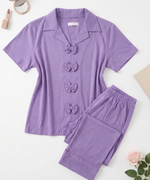 Pyjama Pantalon Coton Violet
