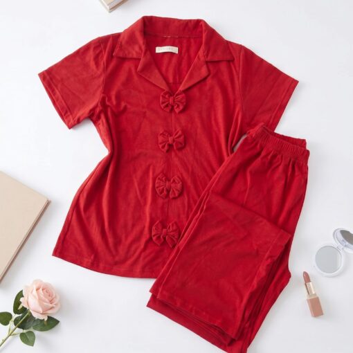Pyjama Pantalon Coton Rouge