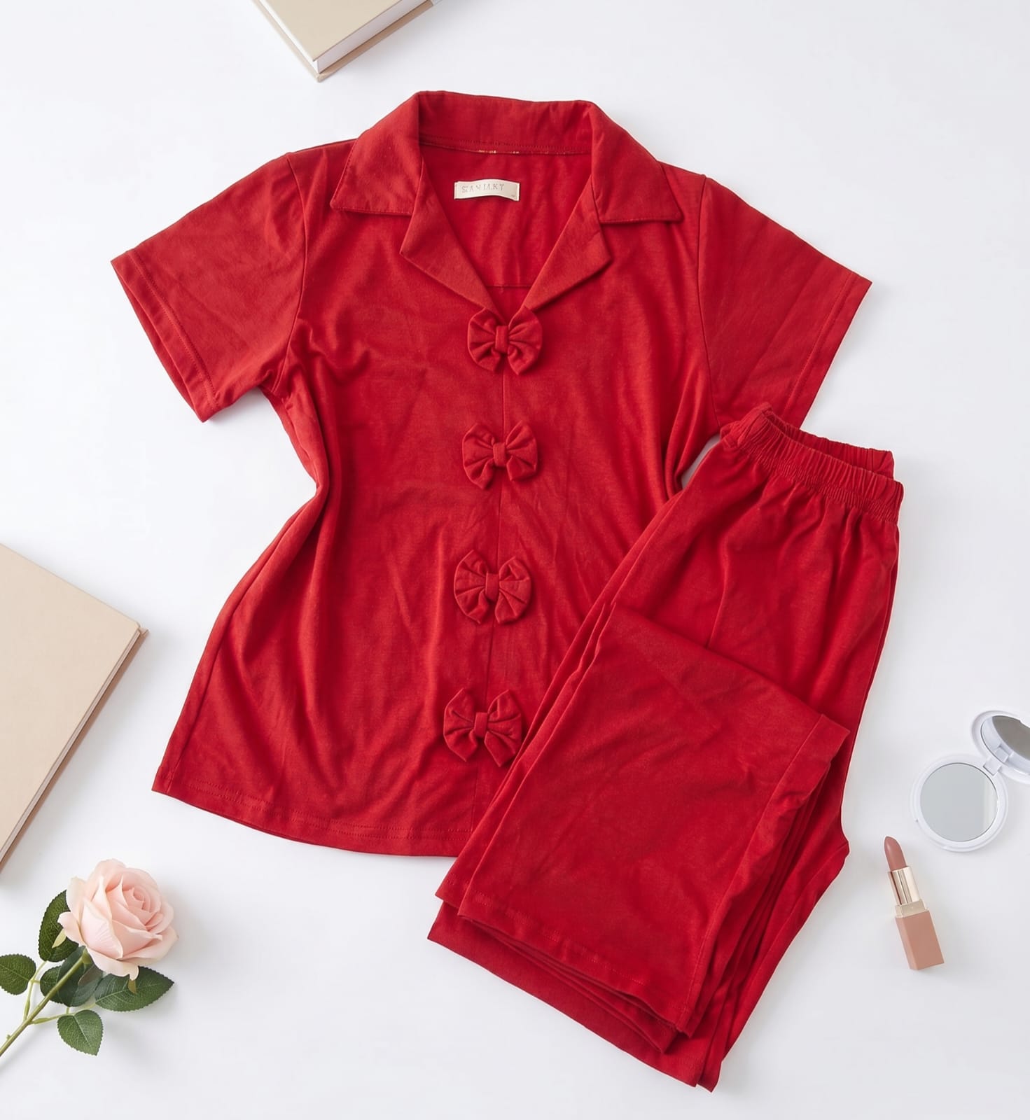 IMG-20260514-WA0034 Pyjama Pantalon Coton Rouge – Image 1
