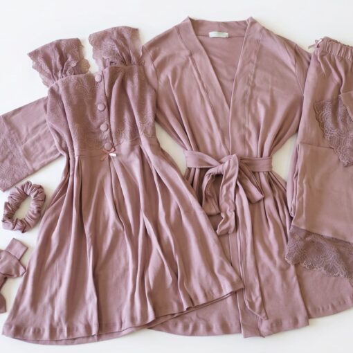 Pyjama 3 Pièces & 2 Accessoires Coton Interlock Rose