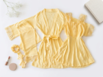 Pyjama 3 Pièces & 2 Accessoires Coton Interlock jaune