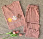 Pyjama Life is Good en coton viscose – Rose poudré – Image 2