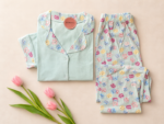 Pyjama Femme 100% Coton Vert Menthe à Motifs Kawaii – Image 2