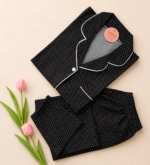 Pyjama Noir à Pois en Coton Viscose – Chemise & Pantalon