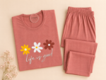 Pyjama Life is Good en coton viscose – Rose poudré – Image 3