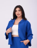 Ensemble Viscose Bleu Royal – Chemise & Short – Image 2