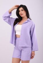 Ensemble Chemise Oversize & Short Lavande – Image 2