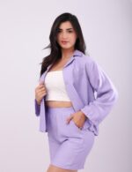 Ensemble Chemise Oversize & Short Lavande – Image 3