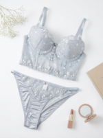 Soutien De Gorge et Culotte bleu gris – Image 2