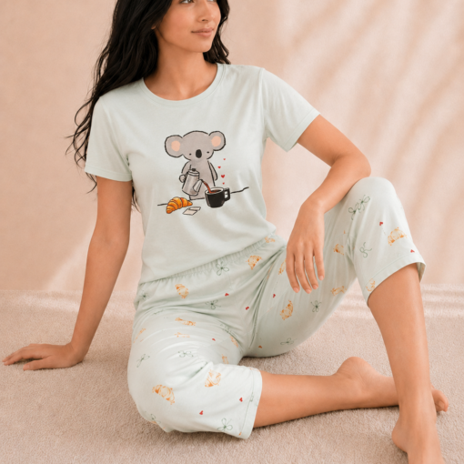 Pyjama Pantacourt Koala & Croissant 100% Coton