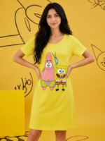 Robe de nuit Best Friends jaune en coton