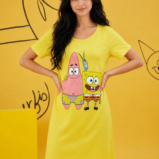 Robe de nuit Best Friends jaune en coton