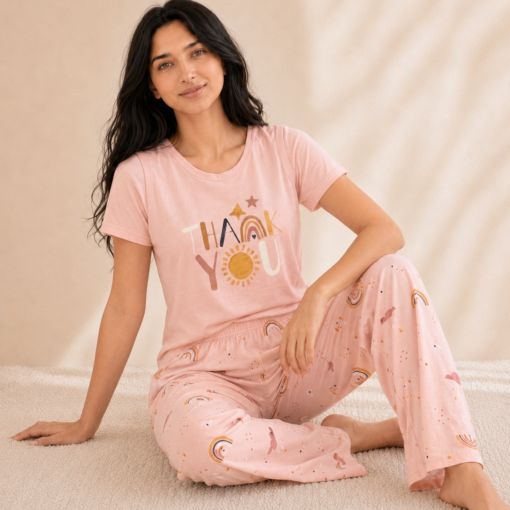 Pyjama Femme Thank You Rose – 100% Coton