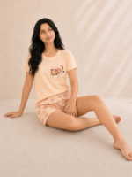 Pyjama Short Corgi Peach 100% Coton