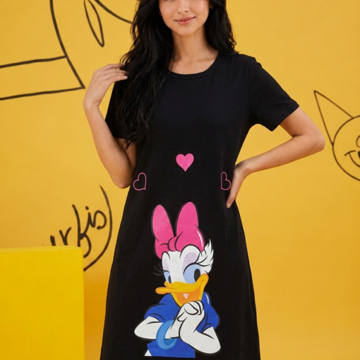Robe de nuit Daisy Love en coton noir
