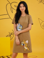Robe de nuit en coton Tom & Jerry – Marron – Image 3