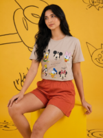 Pyjama Short Femme Cartoon Terracotta