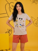 Pyjama Short Femme Cartoon Terracotta – Image 3