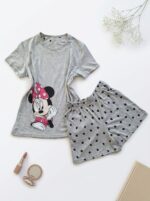 Pyjama short Minnie à pois – Gris