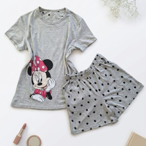 Pyjama short Minnie à pois – Gris