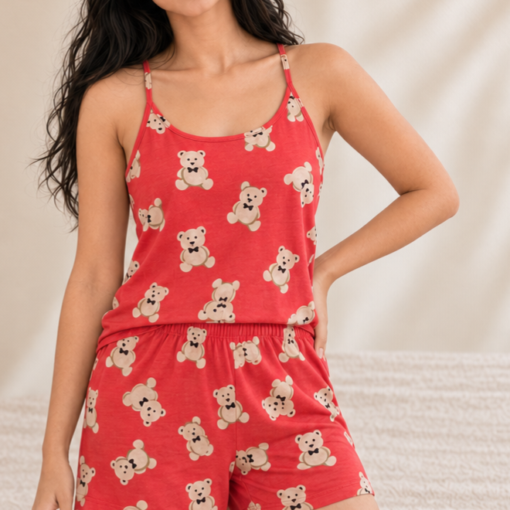 Pyjama Teddy Rouge en Coton